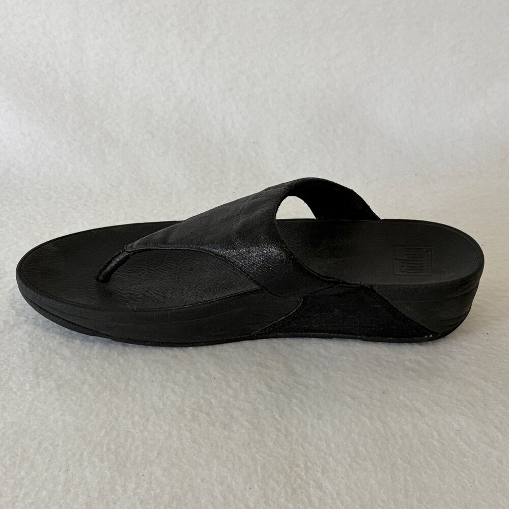 FitFlop Sandals Womens Size 11 Black Shimmer Sparkle Slip On Platform Comfort - Picture 6 of 10